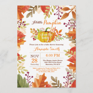 Little Pumpkin Herfst Autumn Baby shower Invitatio Kaart