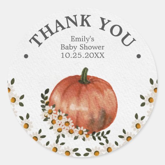 Little Pumpkin Herfst Baby shower Bedankt Ronde Sticker (Voorkant)