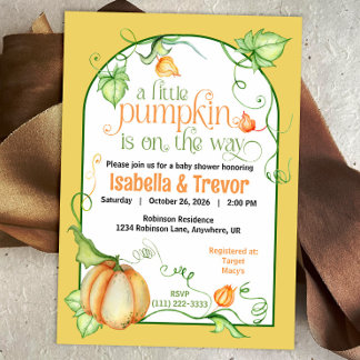 Little Pumpkin Herfst Baby shower Genderneutraal Kaart