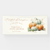 Little Pumpkin Herfst Baby shower Genderneutraal Spandoek (Horizontaal)