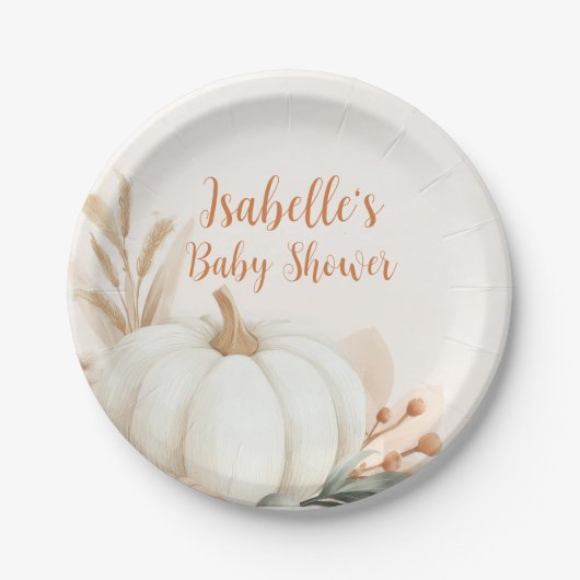 Little Pumpkin Herfst Baby shower Tafel Decor Papieren Bordje (Voorkant)