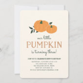 Little Pumpkin Herfst Birthday Party Invitation Kaart (Voorkant)