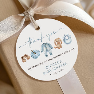 Little Pumpkin Herfst Blue Boy Baby shower Gift Bedankjes Labels