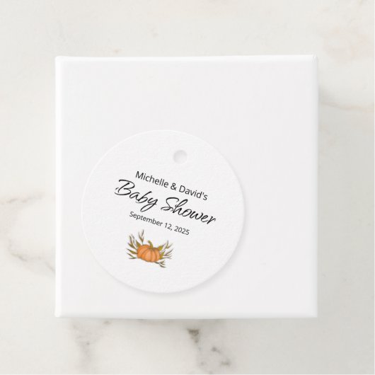 Little Pumpkin Herfst Boho Baby shower Bedankjes Labels (In situ)