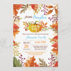 Little Pumpkin Herfst Boy Baby shower Uitnodiging