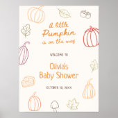 Little Pumpkin Herfst Doodle Baby shower Welkom Poster (Voorkant)