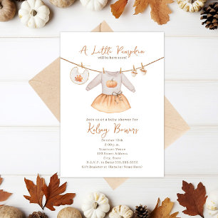 Little Pumpkin Herfst Dress Girl Baby shower Kaart