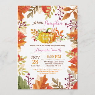 Little Pumpkin Herfst Girl Baby shower Invitation Kaart