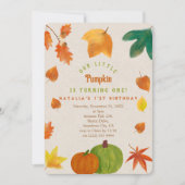 Little Pumpkin Herfst Herfst 1e verjaardag Uitnodi Kaart (Voorkant)