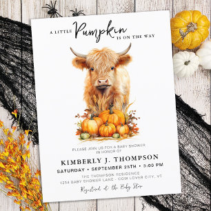 Little Pumpkin Highland Koe herfst Baby shower Uitnodiging Briefkaart
