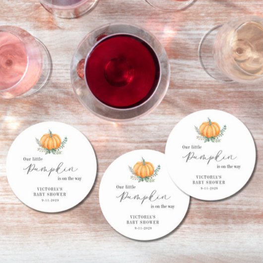 Little Pumpkin is on the way Baby Shower Ronde Kartonnen Onderzetter