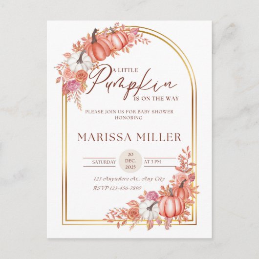 Little Pumpkin Is On the Way Invitation  (Devant)