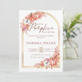 Little Pumpkin Is On the Way Invitation Kaart (Staand voorkant)