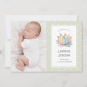 Little Pumpkin Light Sage Green 2 Foto Geboorte Aankondiging (Voorkant)