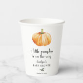 Little Pumpkin on Way Baby shower Cups Papieren Bekers (Achterkant)