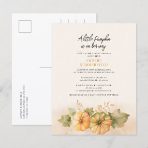 Little Pumpkin On-Way Herfst Baby shower Uitnodiging Briefkaart