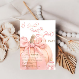 Little Pumpkin op de weg Pink Bow Baby shower Kaart
