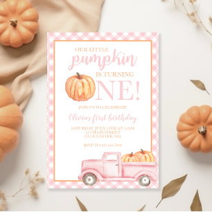 Little Pumpkin Pastel roze truck eerste verjaardag Kaart