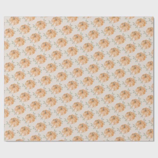 Little Pumpkin Pattern Herfst Eerste 1e verjaardag Cadeaupapier (Vlak)