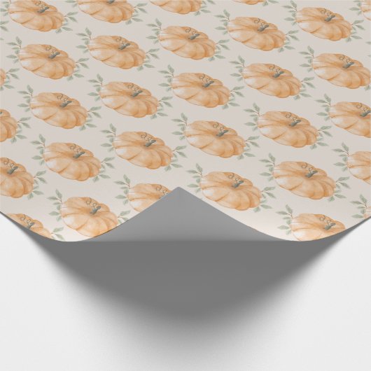 Little Pumpkin Pattern Herfst Eerste 1e verjaardag Cadeaupapier (Hoek)