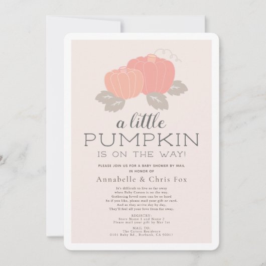 Little Pumpkin Pink Baby shower per post Kaart (Voorkant)