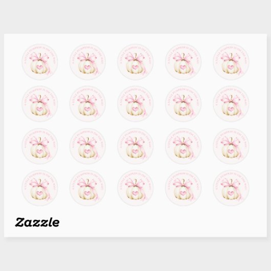 Little Pumpkin Pink Bow Baby shower Ronde Sticker (Vel)
