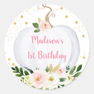 Little Pumpkin Pink Gold Birthday Ronde Sticker