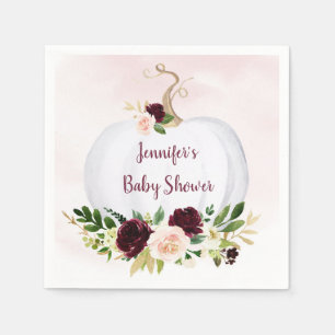 Little Pumpkin Pink Gold Burgundy Baby shower Servet