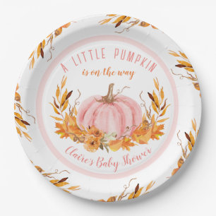 Little Pumpkin Pink Herfst Girl Baby shower Papieren Bordje