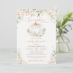 Little Pumpkin Pink Rose Herfst Girl Baby shower Kaart