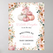Little Pumpkin Pink Stack Herfst Floral Baby showe Poster (Voorkant)