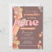 Little Pumpkin Retro 1st Birthday Invitation (Devant)