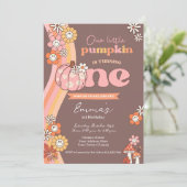 Little Pumpkin Retro 1st Birthday Invitation (Debout devant)
