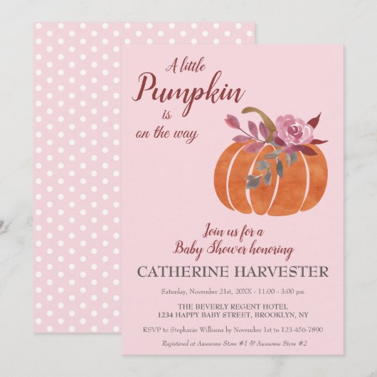 Little Pumpkin Rustic Autumn Baby shower Kaart (Voorkant / Achterkant)