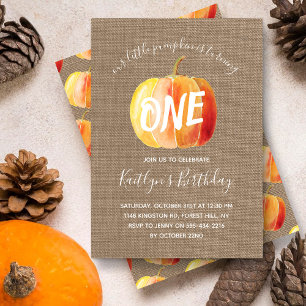 Little Pumpkin Rustic Burlap 1ste verjaardag Kaart