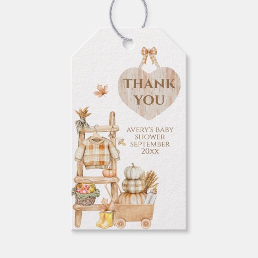 Little Pumpkin Rustic Farm Baby Shower Diaper Cadeaulabel (Voorkant)