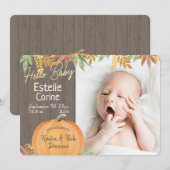 Little Pumpkin Rustic Fotogeboorteaankondiging Kaart (Voorkant / Achterkant)