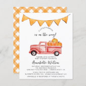 Little Pumpkin Rustic Herfst Baby shower Invitatio (Voorkant / Achterkant)