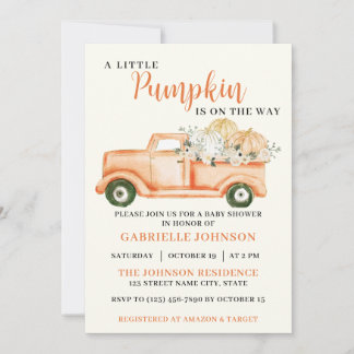 Little Pumpkin Rustic Herfst Baby shower Invitatio Kaart