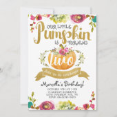 Little Pumpkin Second Birthday Invitation Kaart (Voorkant)