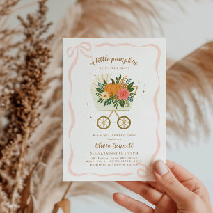 Little Pumpkin Stroller Girl Baby shower Kaart