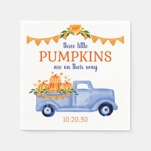 Little Pumpkin Triplet Boy Baby shower servetten (Voorkant)