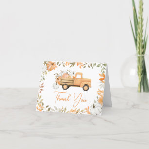 Little Pumpkin Truck Herfst Baby shower Bedankkaart
