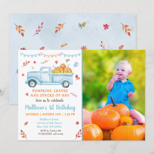 Little Pumpkin Truck Herfst Birthday Kaart