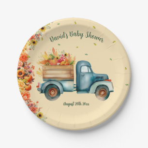 Little Pumpkin Truck Zonnebloem Herfst Theme Papieren Bordje