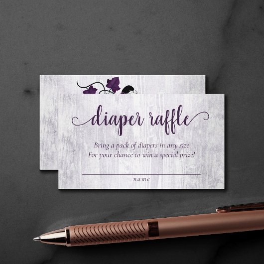 Little Pumpkin | Violet Plum Paars Diaper Raffle Informatiekaartje