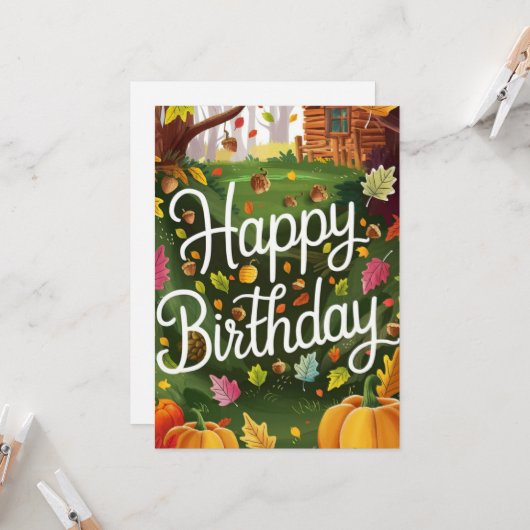 Little Pumpkin Warme Herfst Herfst Happy Birthday Kaart (Voorkant / Achterkant in situ)