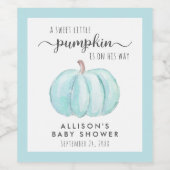 Little Pumpkin Waterverf Baby Boy Shower Wijn Etiket (Enkel label)