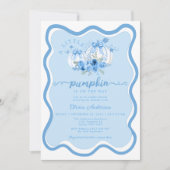 Little Pumpkin Wave Lijst Bow Blue Baby shower Kaart (Voorkant)