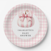 Little Pumpkin's Pink Gingham Papieren Bordje (Voorkant)